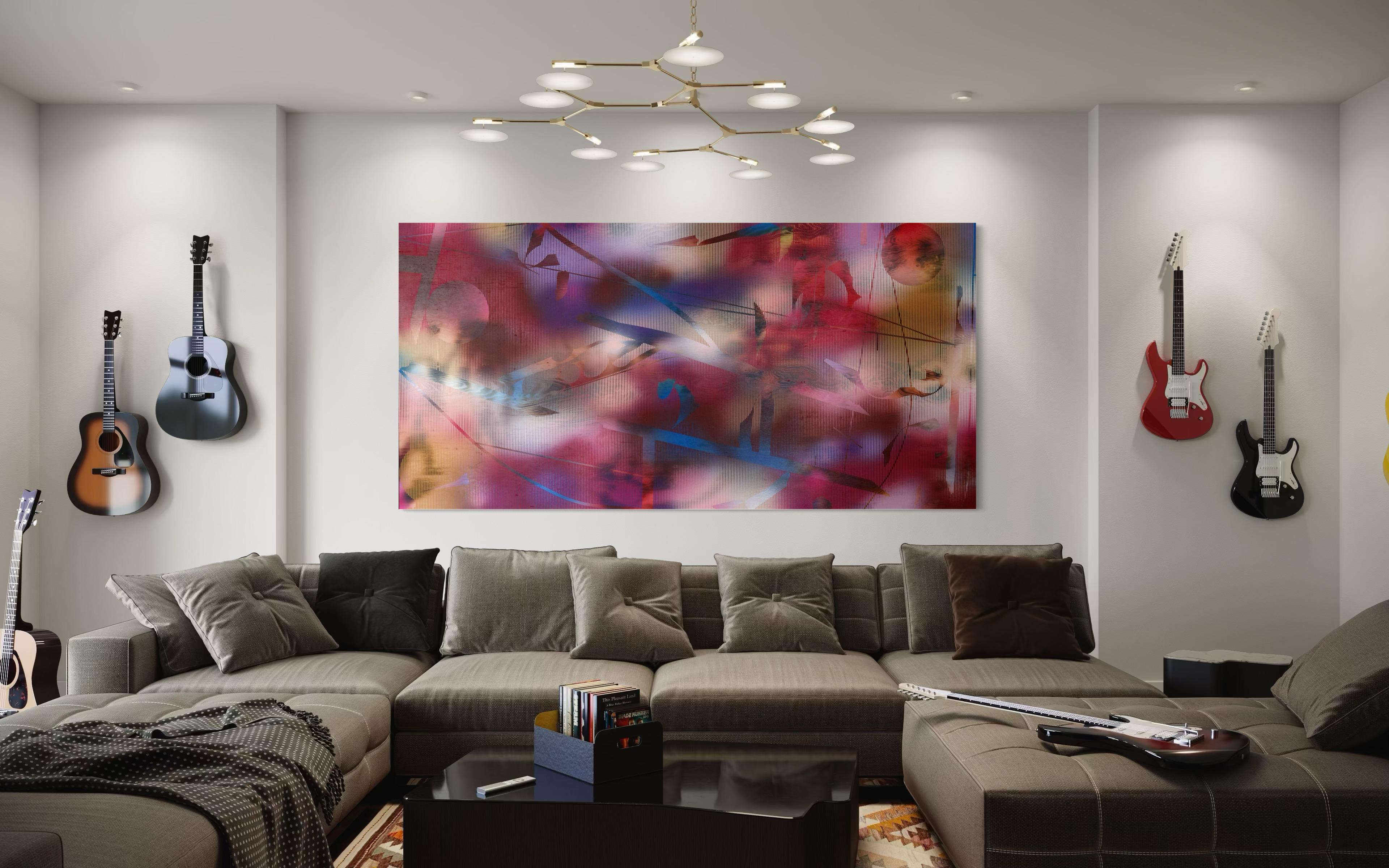 HRCO  (cuadrícula vibrante cuadrícula pintura geométrica abstracta contrachapado colorido) en venta 8