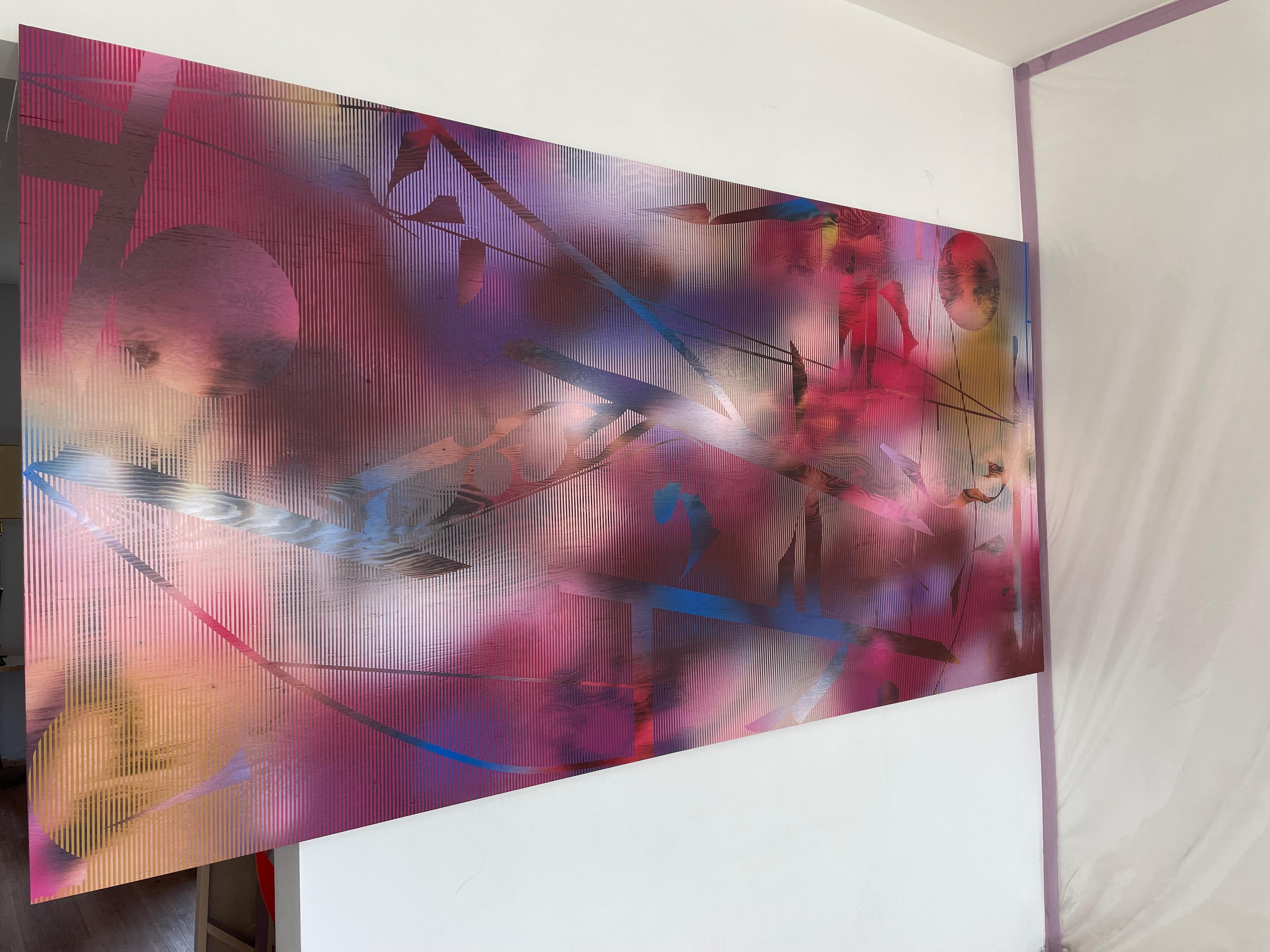 HRCO  (cuadrícula vibrante cuadrícula pintura geométrica abstracta contrachapado colorido) - Painting de Melisa Taylor Metzger