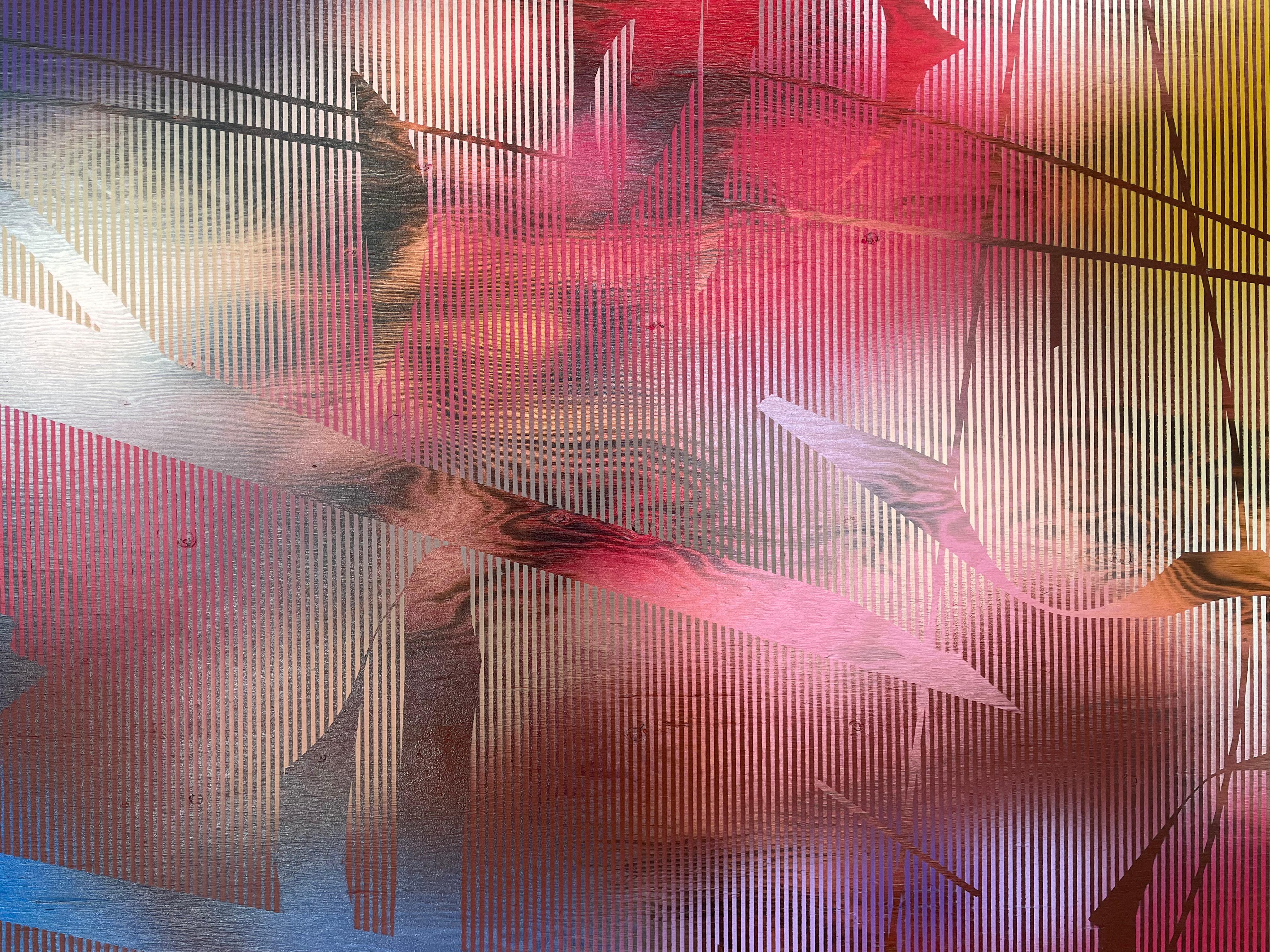 HRCO  (cuadrícula vibrante cuadrícula pintura geométrica abstracta contrachapado colorido) - Abstract Painting Marrón de Melisa Taylor Metzger
