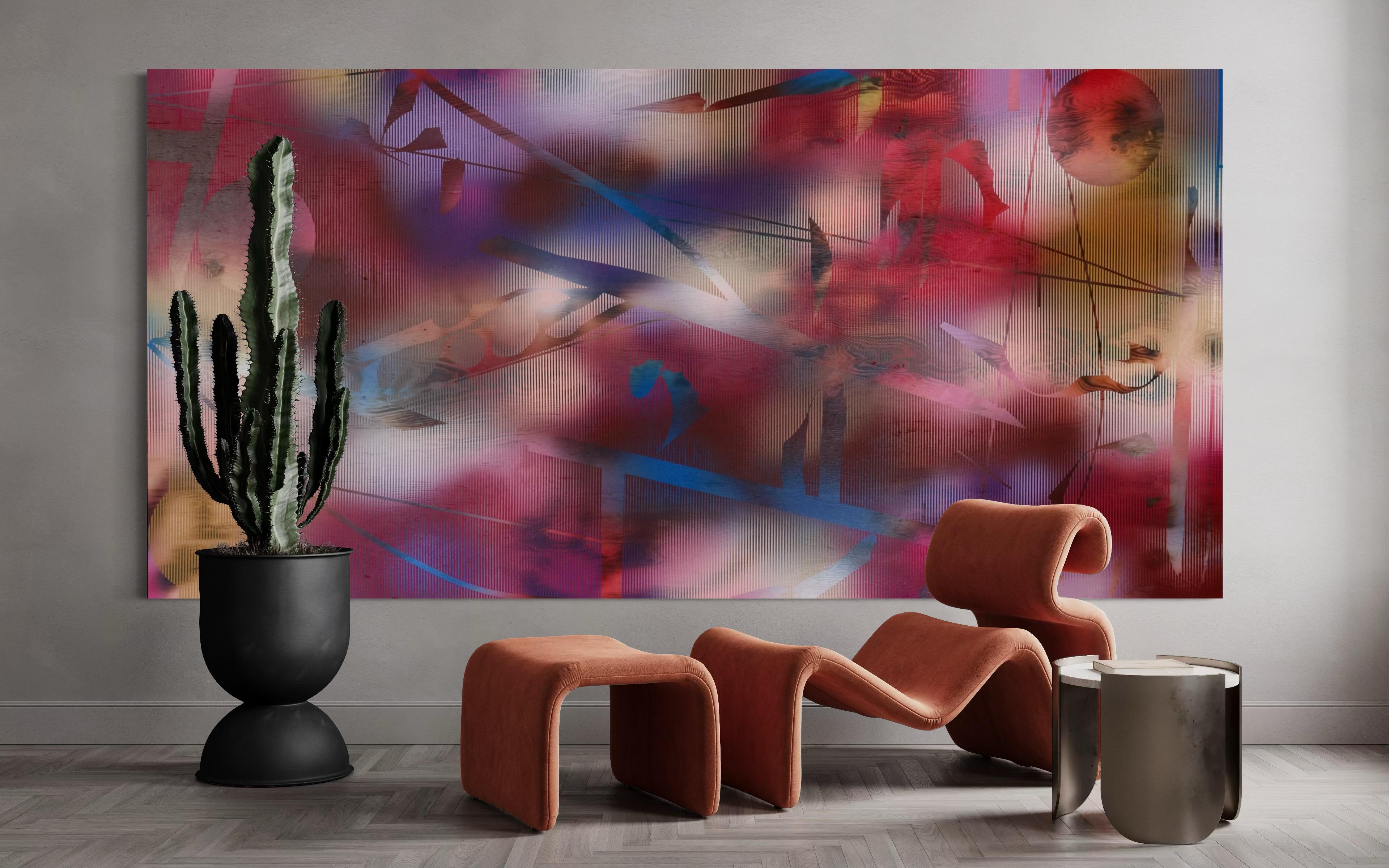 HRCO  (cuadrícula vibrante cuadrícula pintura geométrica abstracta contrachapado colorido) en venta 3