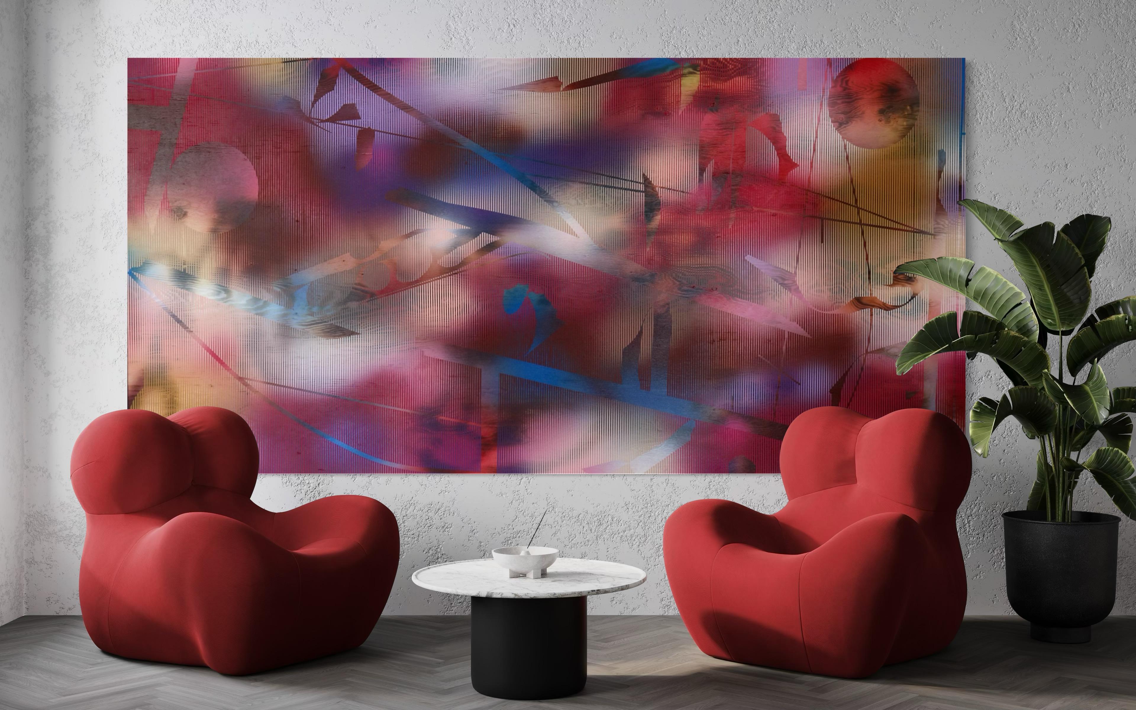 HRCO  (cuadrícula vibrante cuadrícula pintura geométrica abstracta contrachapado colorido) en venta 4