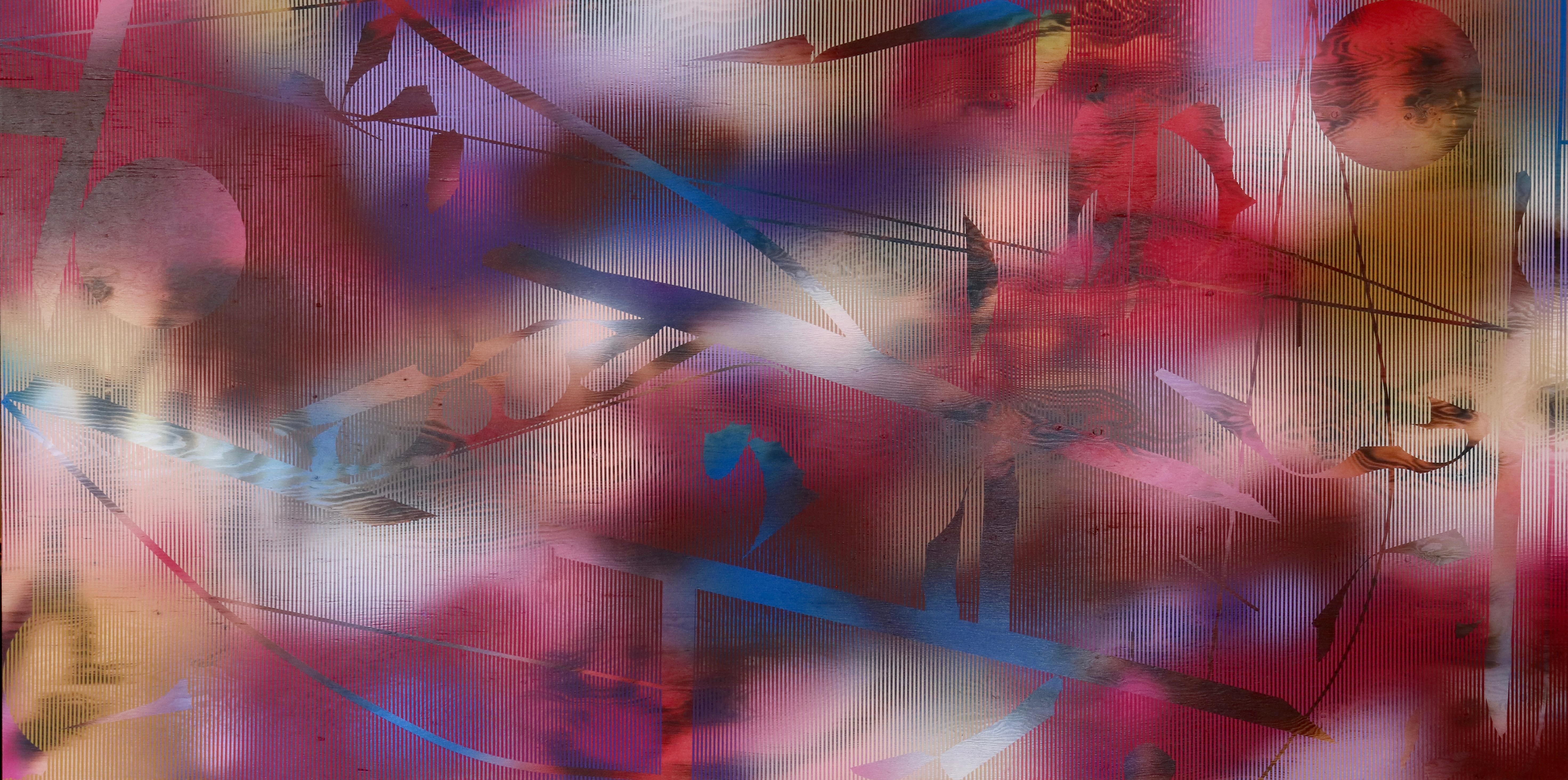 Abstract Painting de Melisa Taylor Metzger - HRCO  (cuadrícula vibrante cuadrícula pintura geométrica abstracta contrachapado colorido)