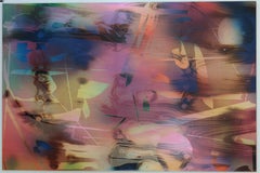 HRCR1 (cuadro cuadriculado vibrante madera abstracta formas contemporáneas rosa azul)