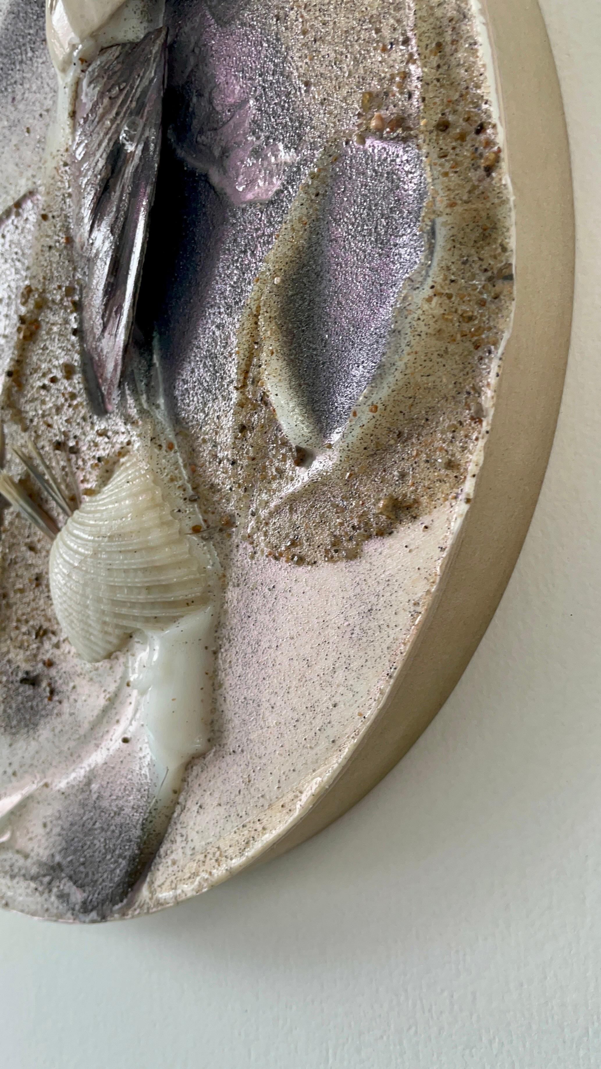 HUBLOT NACRE (vernice spessa rotonda bianco sporco pittura biofilica strutturata conchiglia di sabbia) in vendita 2
