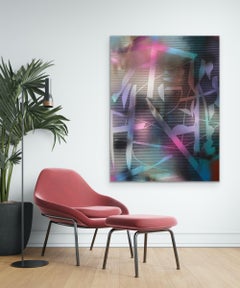 en la Ciudad y en el Bosque 29 (cuadro cuadriculado abstracto madera contemporáneo tonos joya)