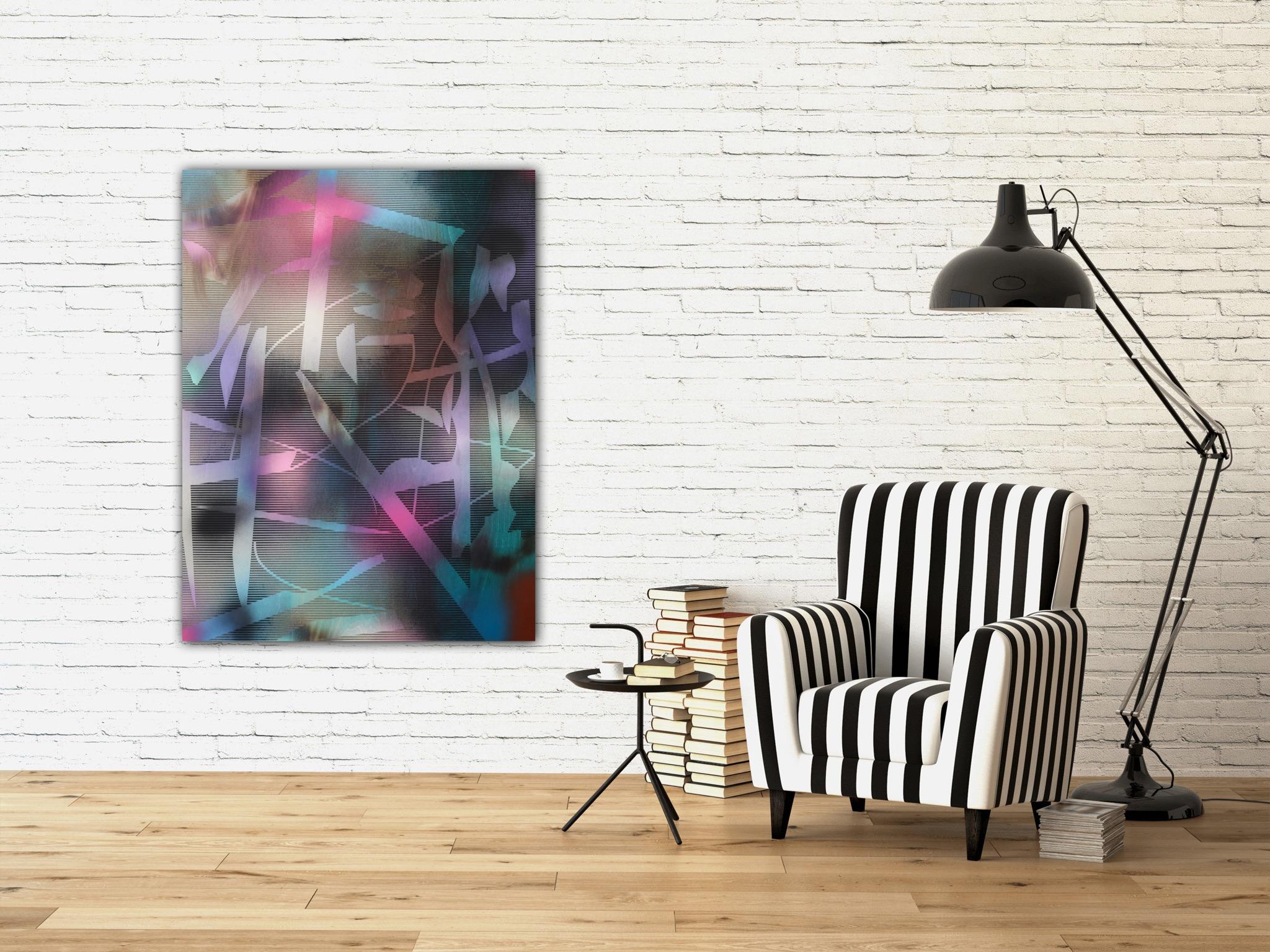 in City and in Forest 29 (grid painting abstract wood contemporary jewel tones) For Sale 5