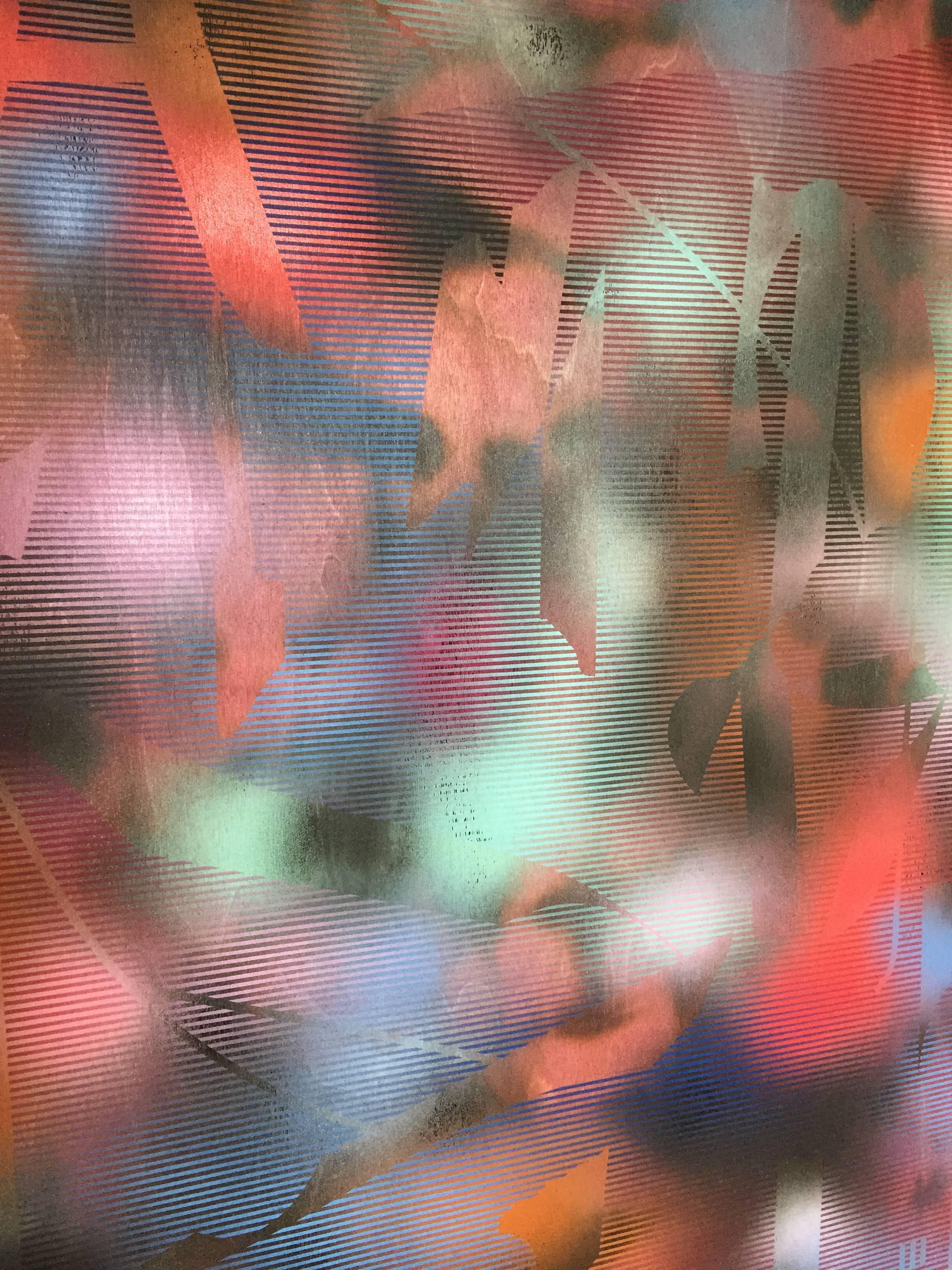 in City and in Forest 34 (grid-Gemälde abstraktes Holz zeitgenössische dunkelrote Kunst) im Angebot 4