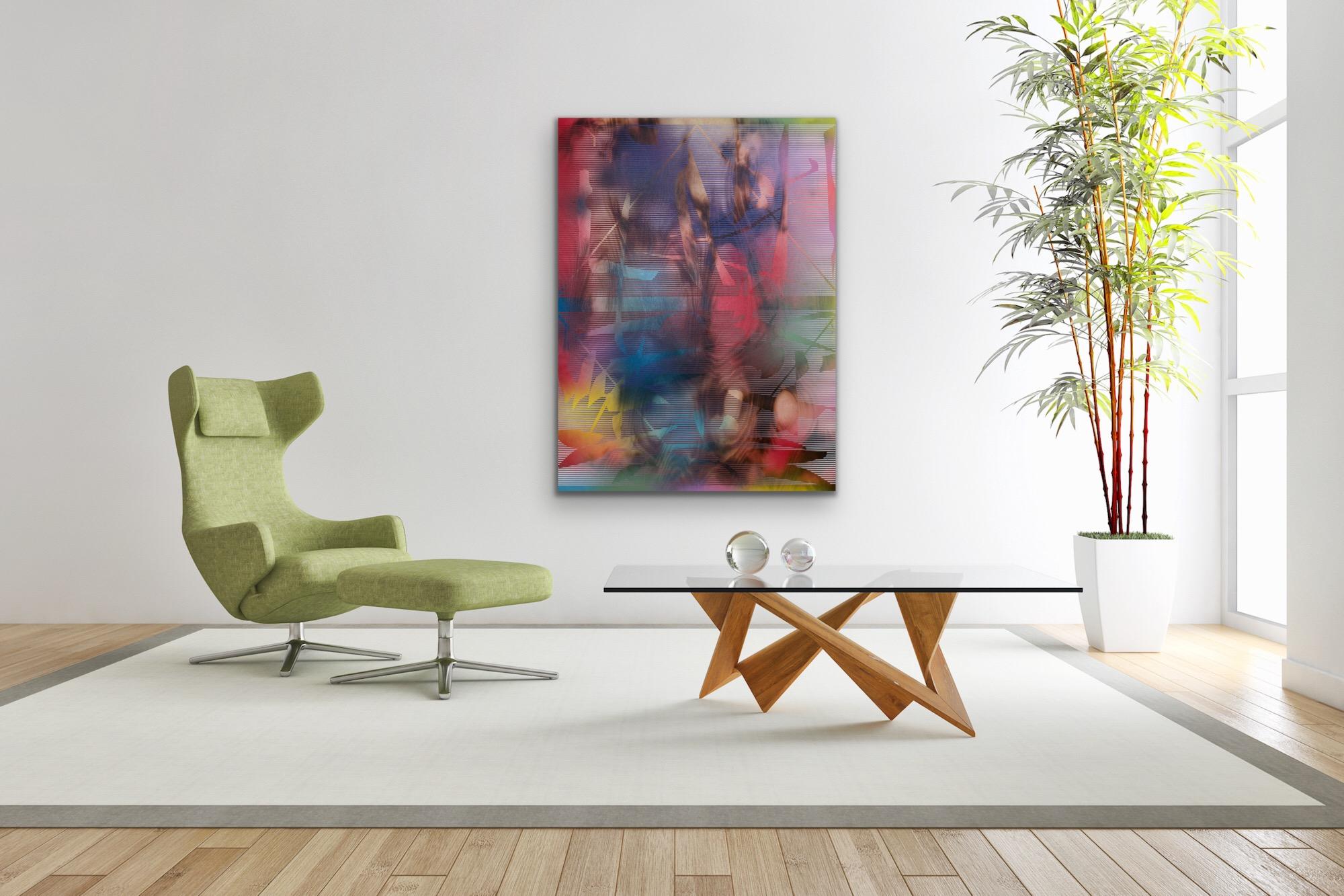 Melisa Taylor Metzger Abstract Painting - in City and in Forest (vibrant colorful pop acid jazz detailed modern optical)