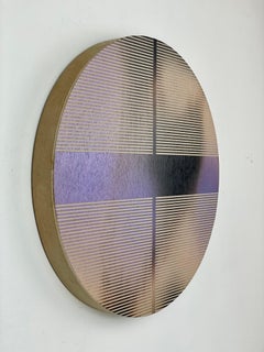 Lavender Purple pill (minimaliste grid round painting on wood dopamine art)
