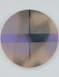 Lavender Purple pill (minimaliste grid round painting on wood dopamine art)