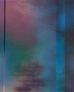Mangata 2023.3 (small blue green minimalist grid painting abstract wood op art)