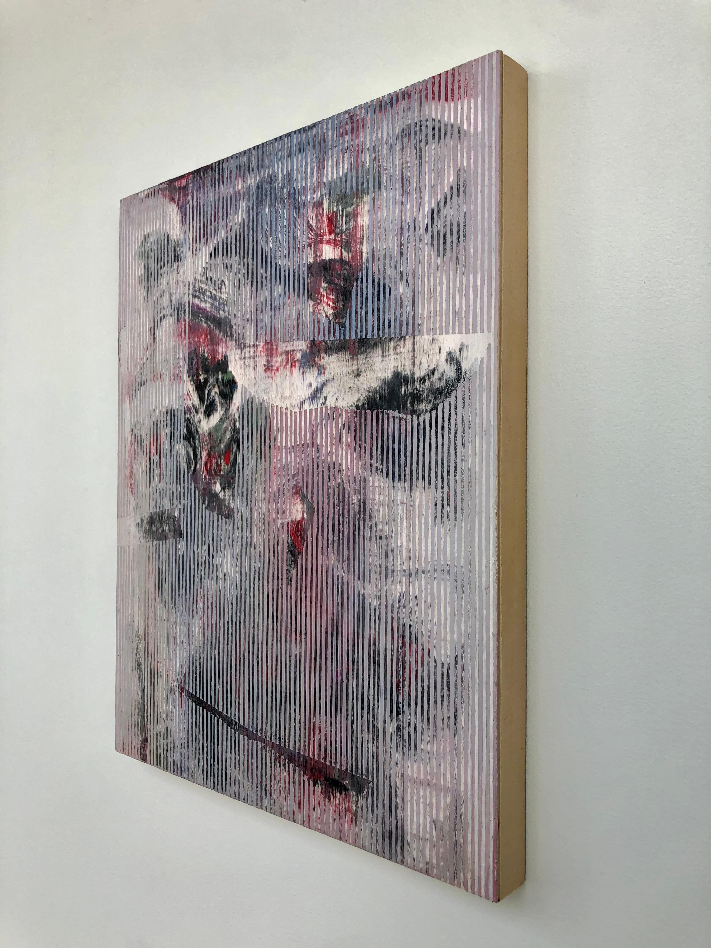 Mangata 3 (peinture au pastel à petite échelle en bois abstrait contemporain, op art contemporain) en vente 12