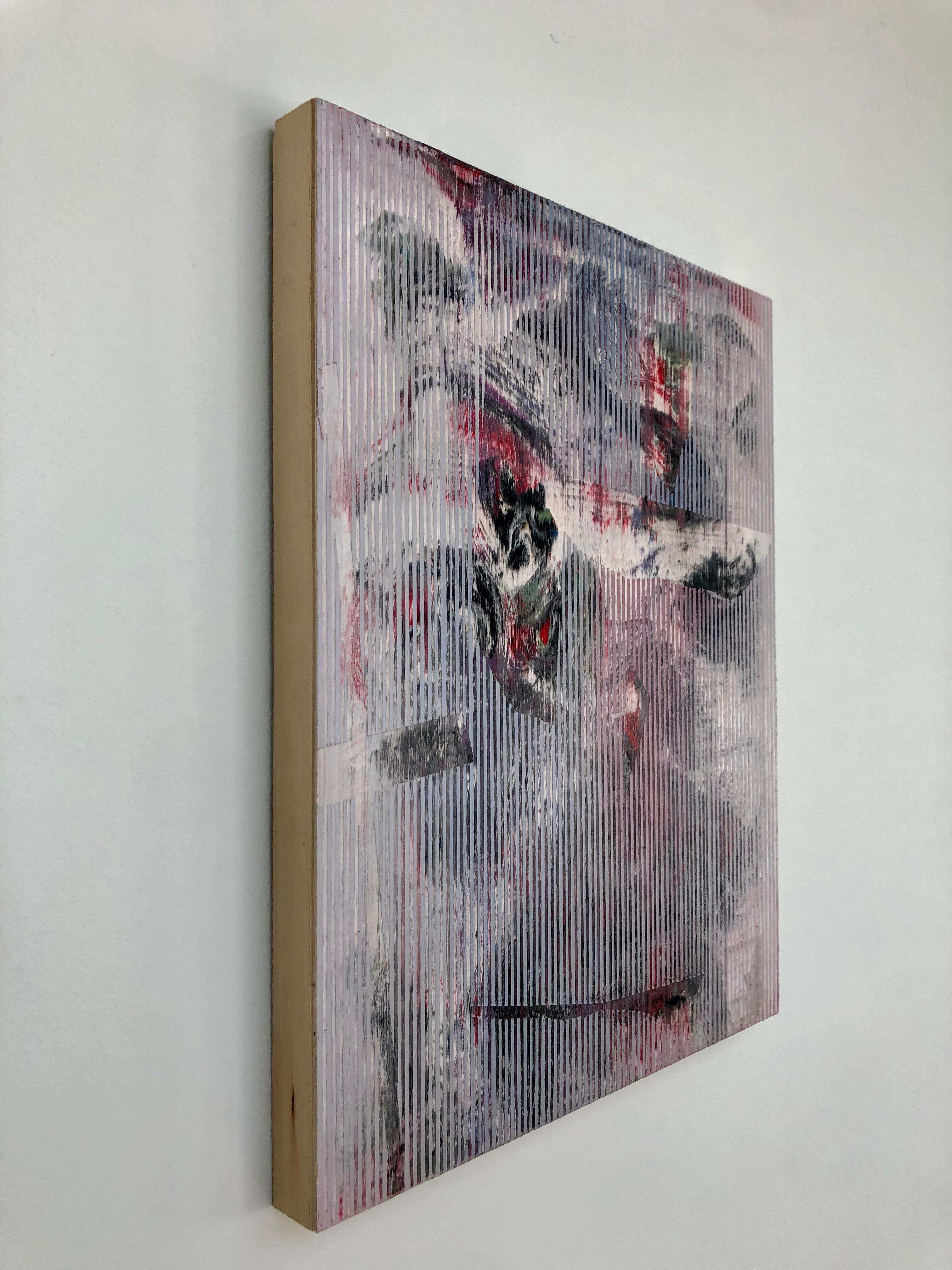 Mangata 3 (peinture au pastel à petite échelle en bois abstrait contemporain, op art contemporain) en vente 13
