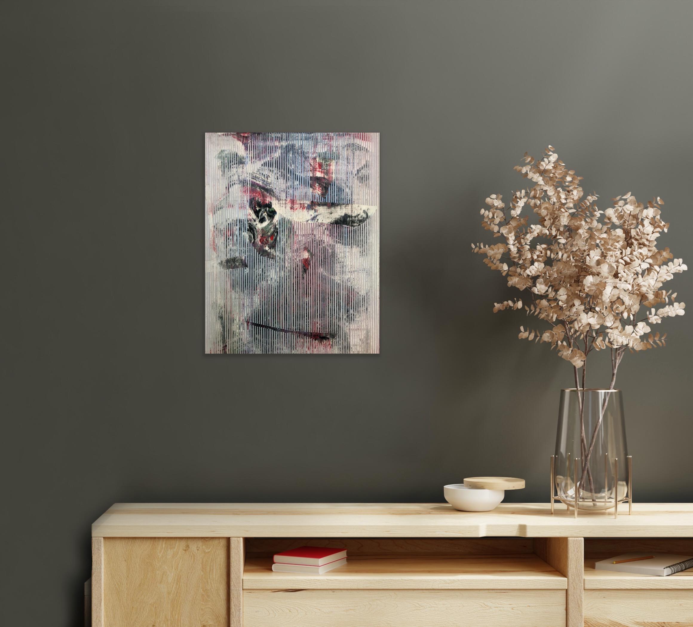 Mangata 3 (peinture au pastel à petite échelle en bois abstrait contemporain, op art contemporain) en vente 2
