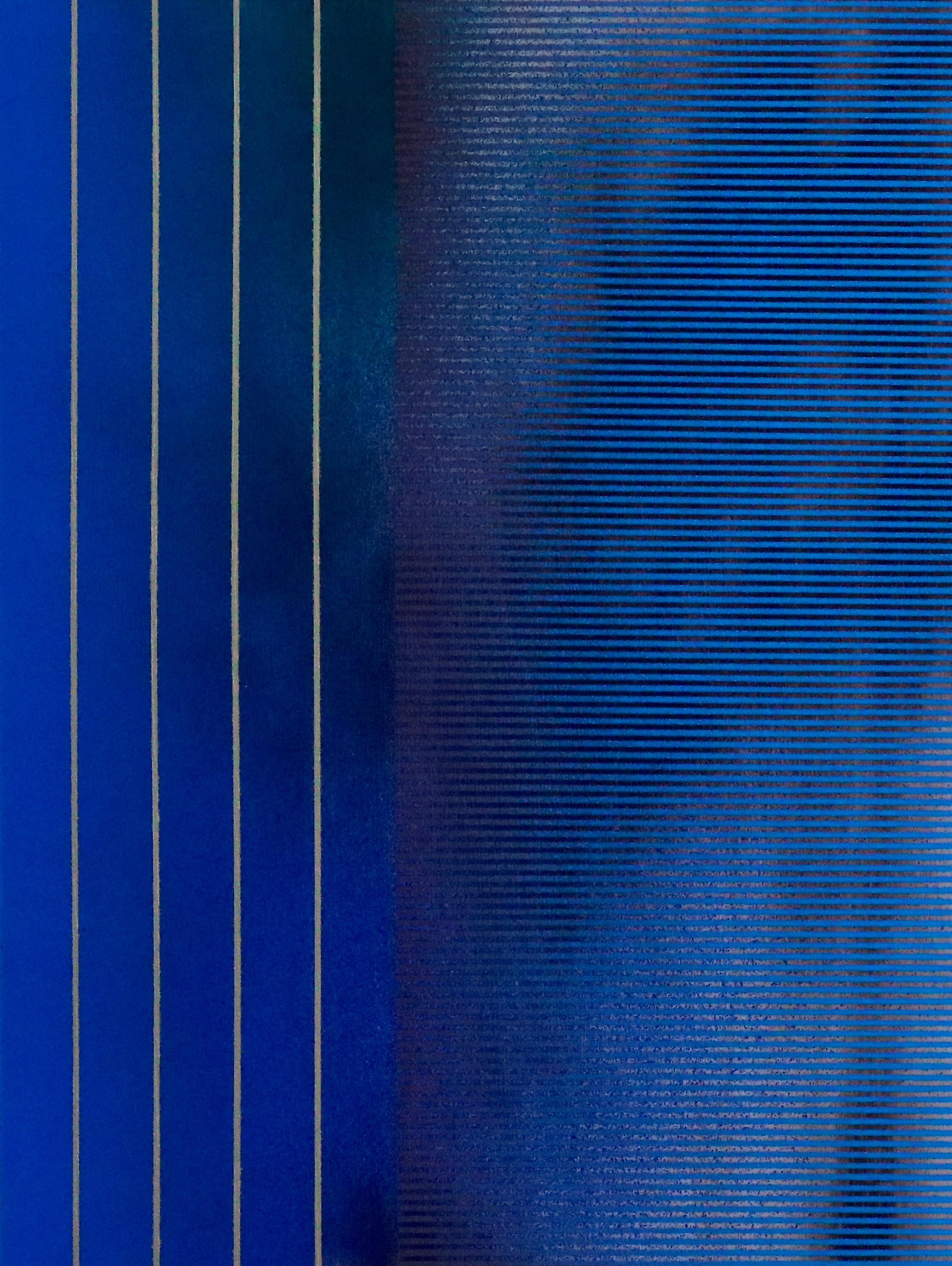 Mangata 32 (petite peinture à grille en spray en bois abstrait, op art contemporain à l'échelle moyenne) - Mixed Media Art de Melisa Taylor Metzger