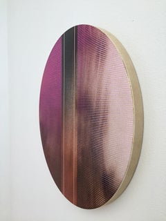 Mangata 45 (round panel tondo grid spray painting abstract wood Art Deco op art)