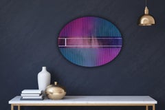 Mangata 50 Oval (circular tondo green panel grid abstract wood Art Deco op art)