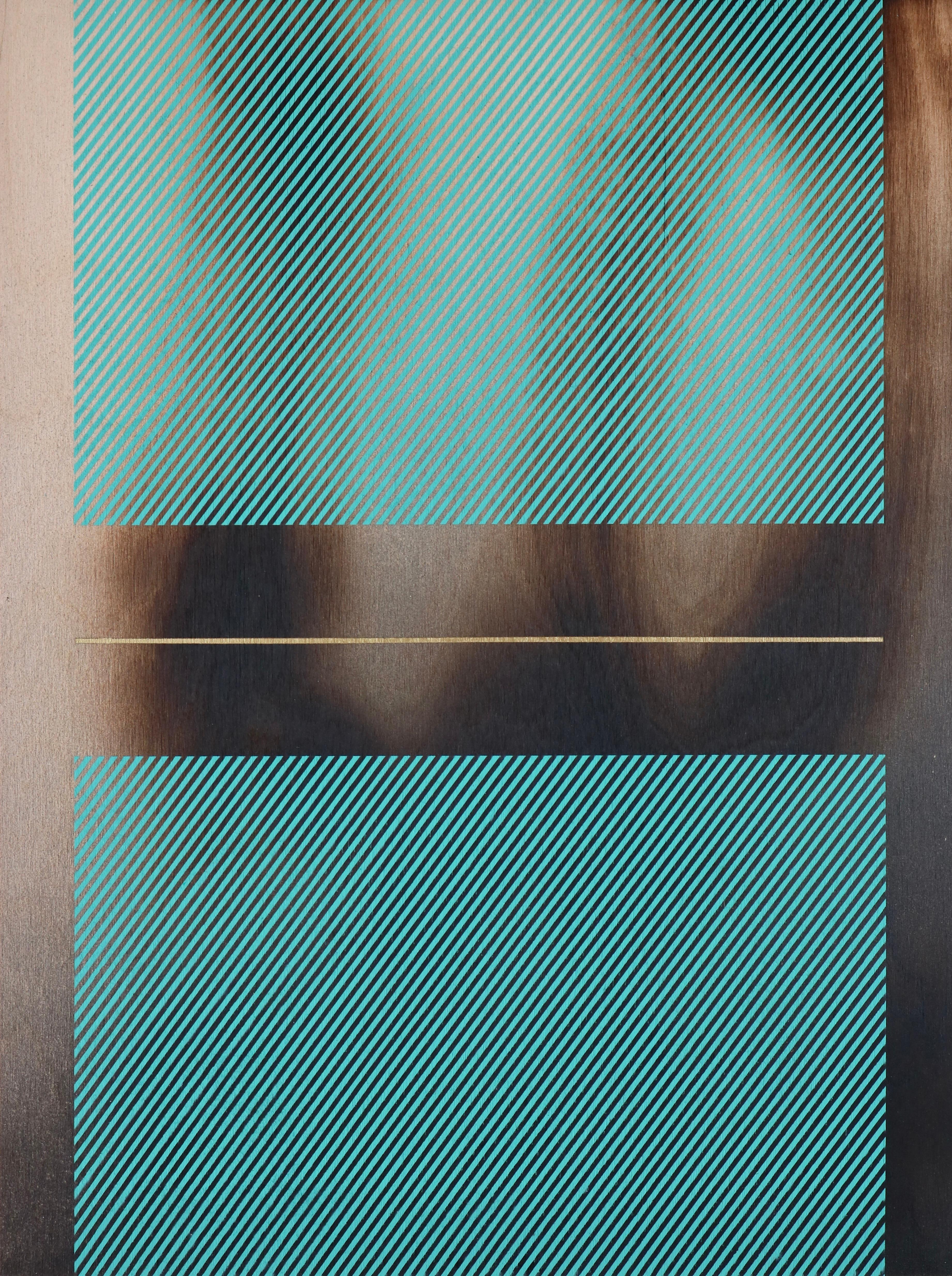 Melisa Taylor Metzger Abstract Painting - Mångata Aqua blue (grid painting minimal wood hard-edge dopamine vibrant)