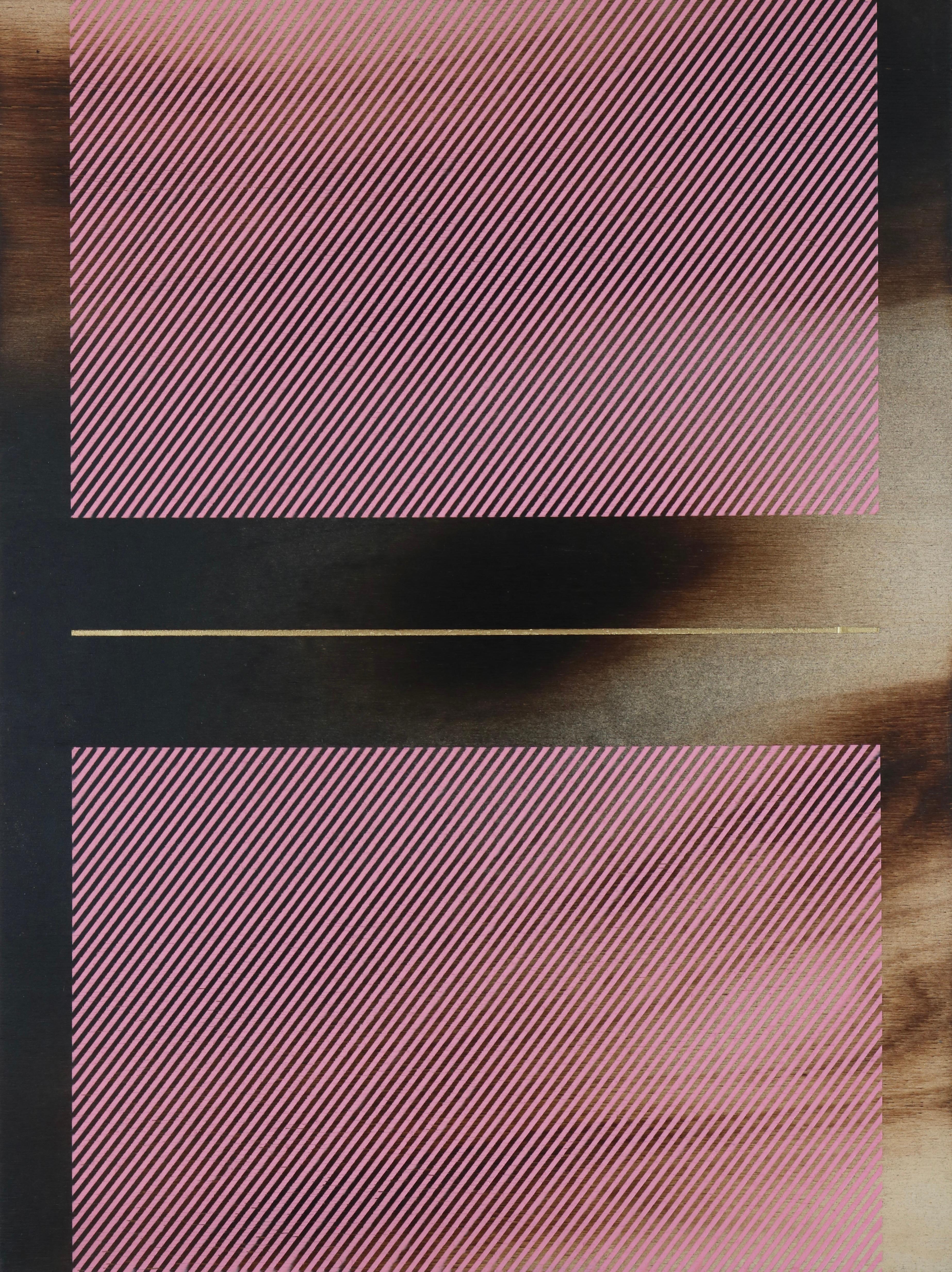 Melisa Taylor Metzger Abstract Painting - Mångata bonbon pink (grid painting minimal wood hard-edge dopamine vibrant)