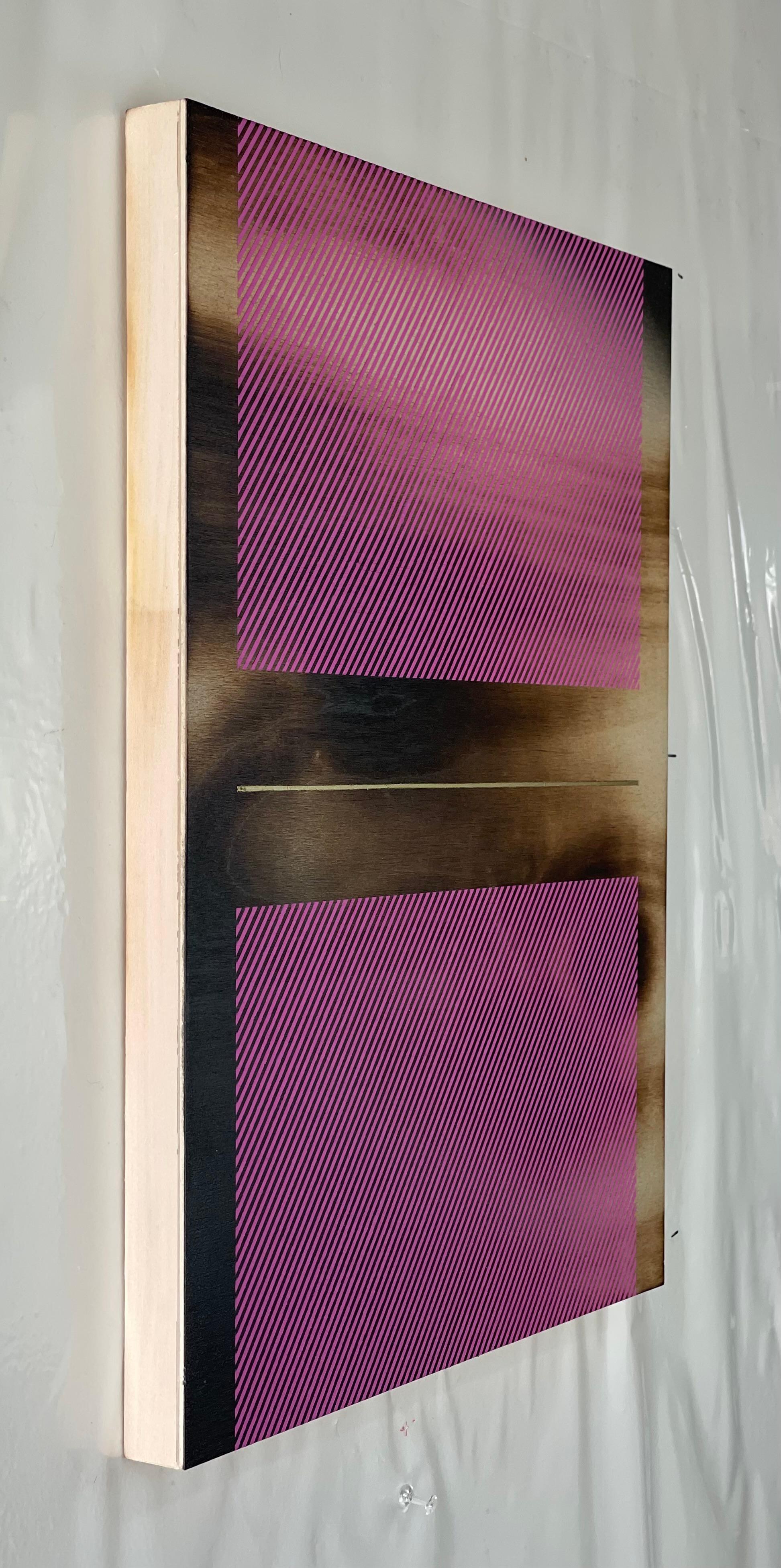 Mångata bubble gum pink (grid painting minimal wood hard-edge dopamine vibrant) For Sale 7