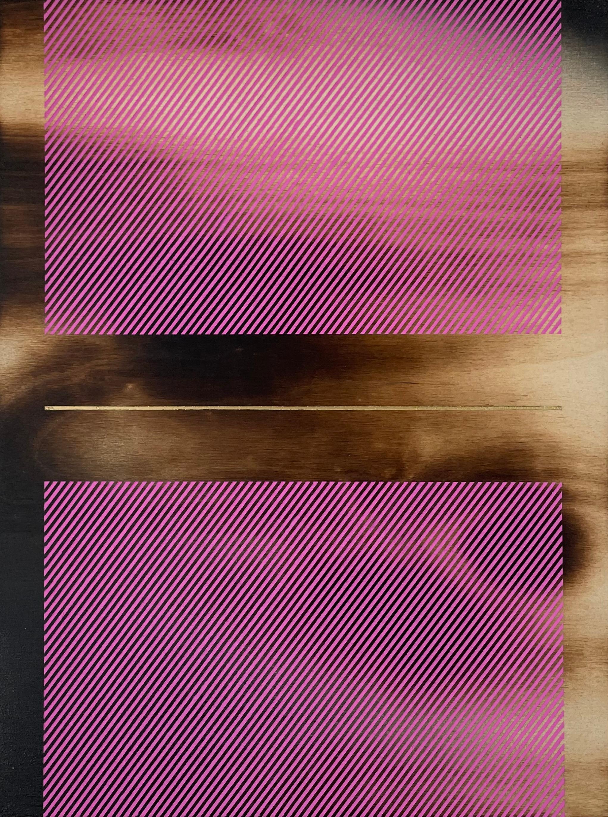 Melisa Taylor Metzger Abstract Painting - Mångata bubble gum pink (grid painting minimal wood hard-edge dopamine vibrant)