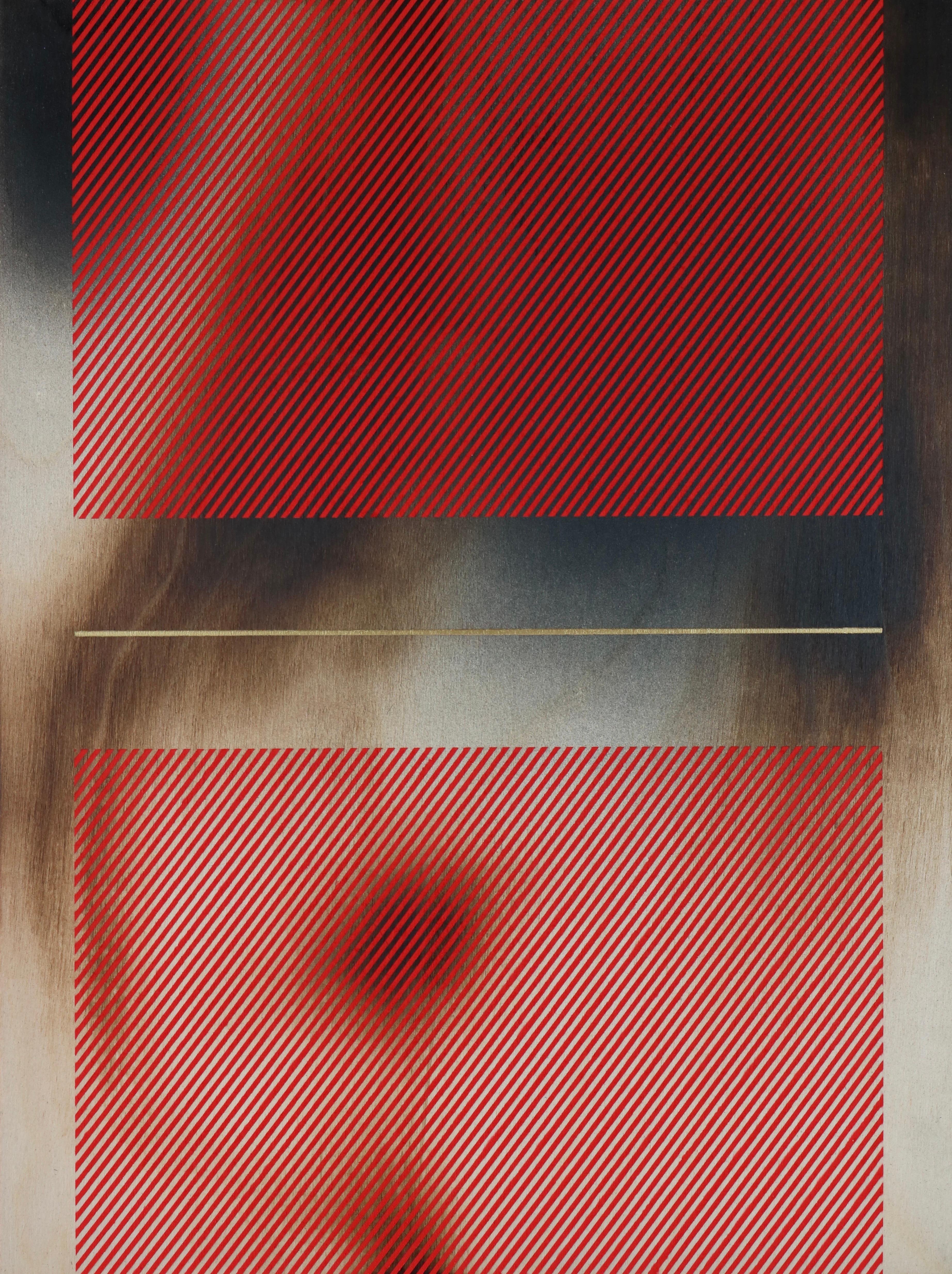 Melisa Taylor Metzger Abstract Painting - Mångata candy apple red (grid painting minimal wood hard-edge dopamine vibrant)