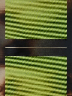 Mångata chartreuse yellow (grid painting minimal wood hard-edge dopamine vibrant