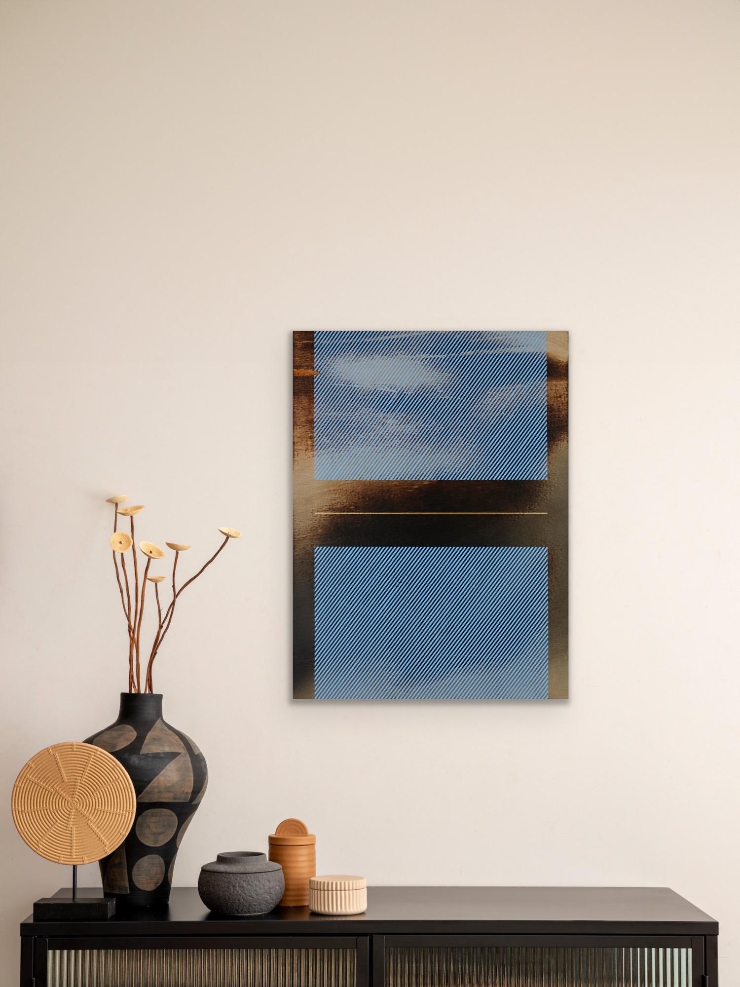 Mångata cornflower blue (grid painting minimal wood hard-edge dopamine vibrant For Sale 7