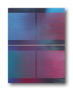 Mangata (small scale grid spray painting abstract wood contemporary op art)