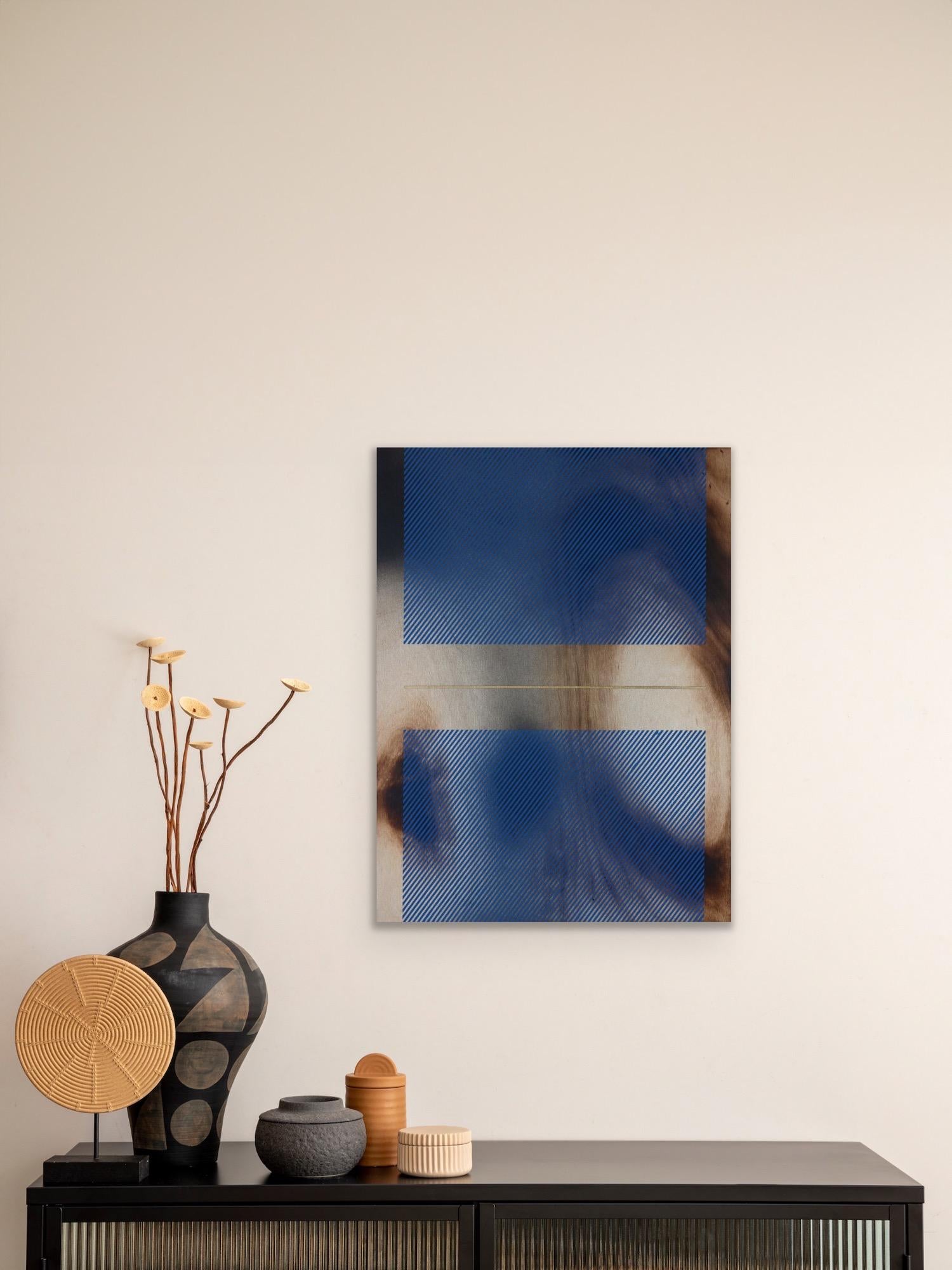 Mångata royal blue (grid painting minimal wood hard-edge dopamine vibrant) For Sale 7