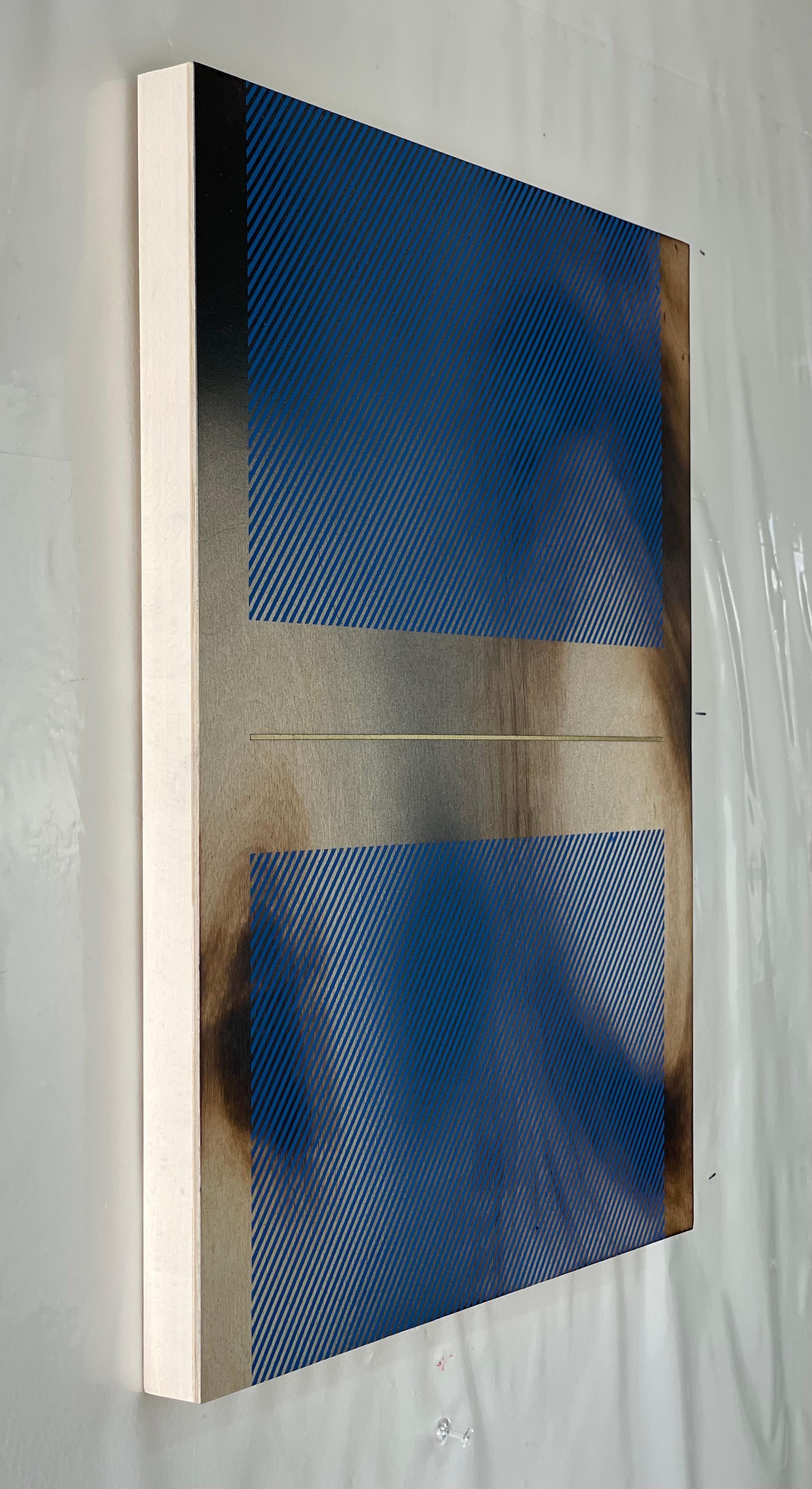 Mångata royal blue (grid painting minimal wood hard-edge dopamine vibrant) For Sale 8
