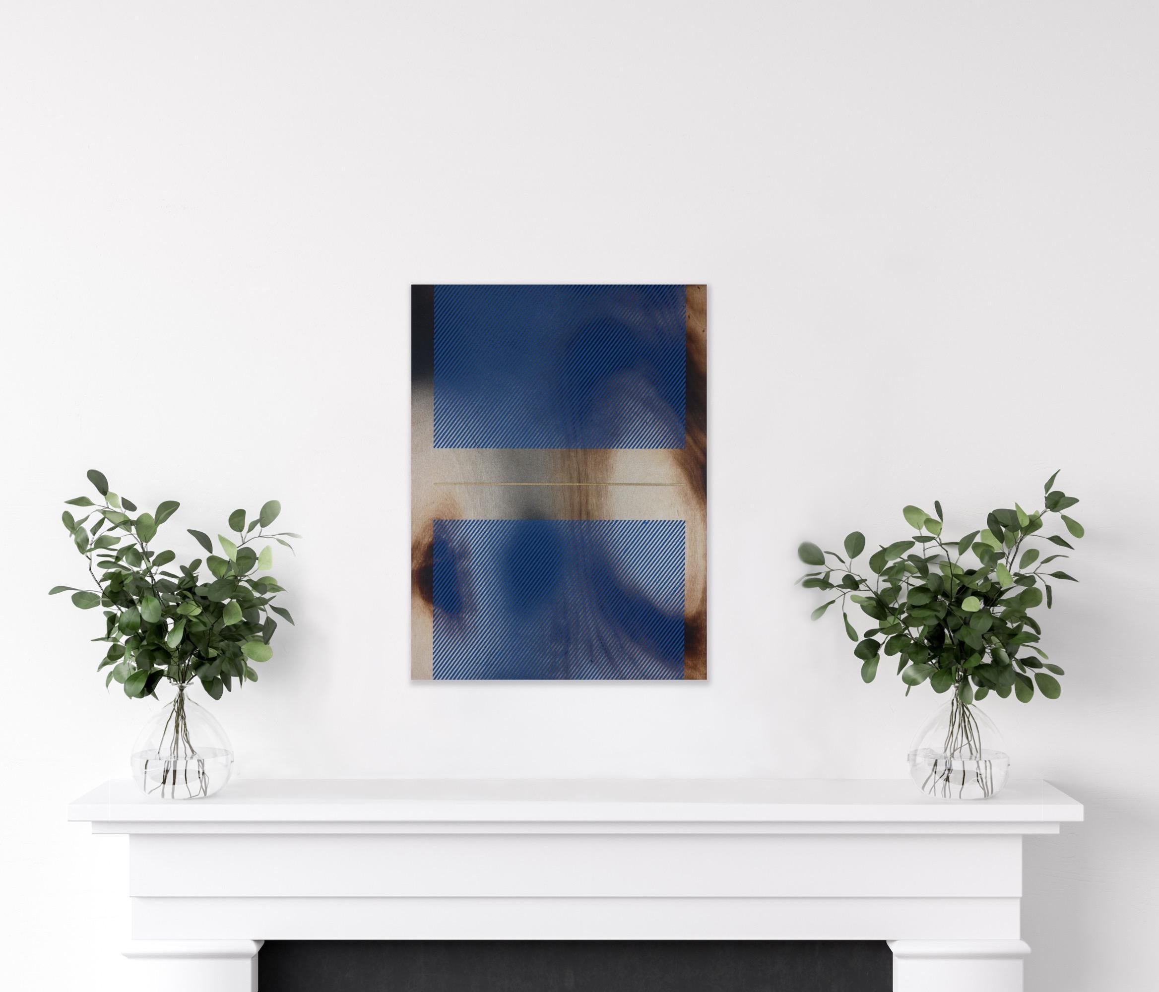 Mångata royal blue (grid painting minimal wood hard-edge dopamine vibrant) For Sale 3