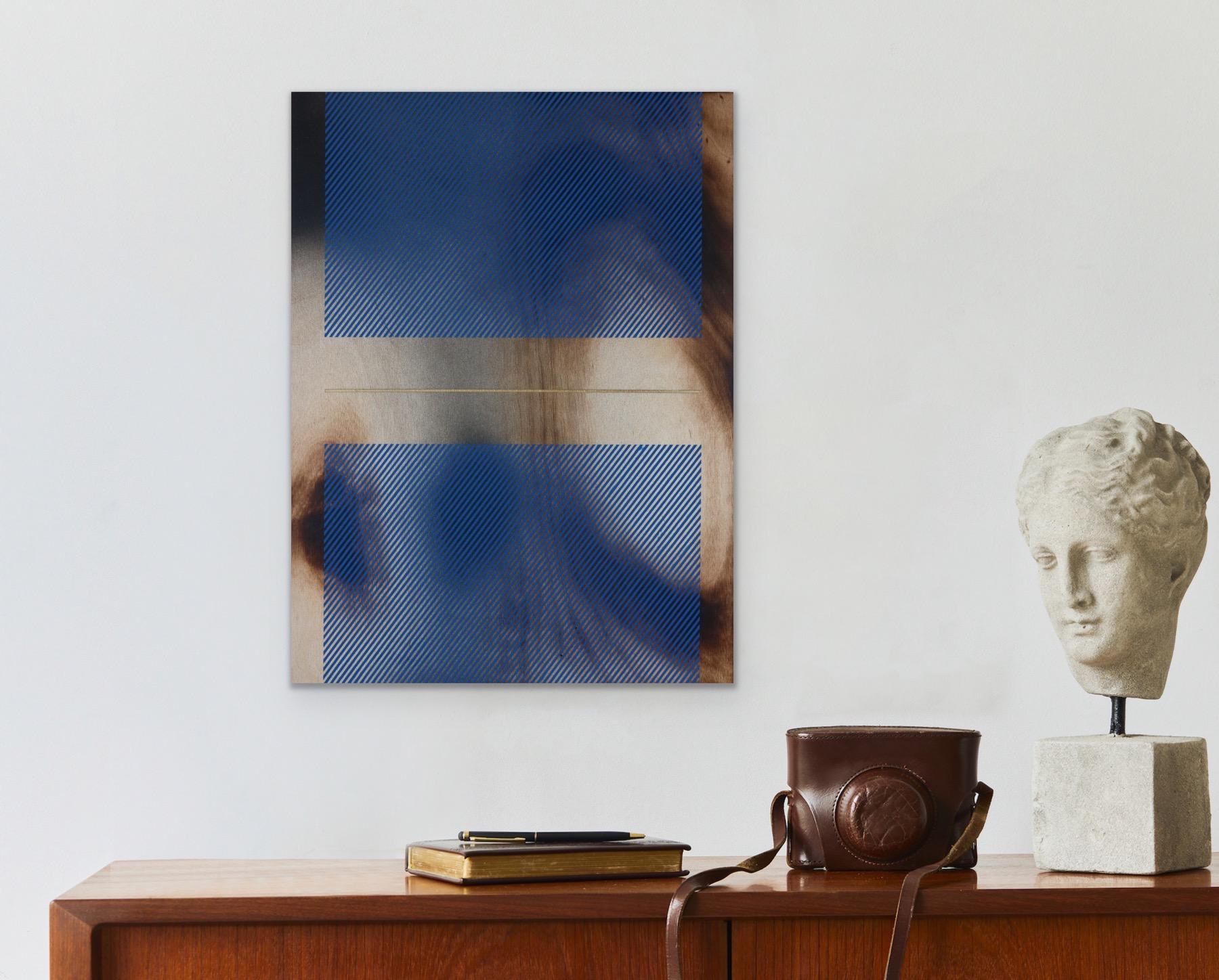 Mångata royal blue (grid painting minimal wood hard-edge dopamine vibrant) For Sale 6