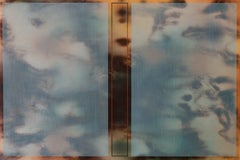 Mångata X horizontal (sky blue grid wood patterns Brown yellow nature)