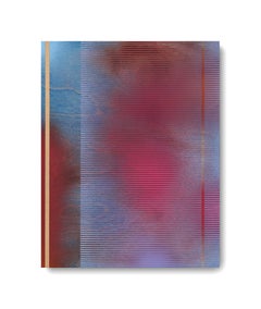 Mangata XVI (small scale grid spray painting abstract wood contemporary op art)