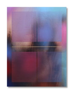 Mangata XVII (small scale grid spray painting abstract wood contemporary op art)