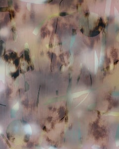 MH I (ancienne peinture à grille rose or gris abstrait bois neutres art optique)
