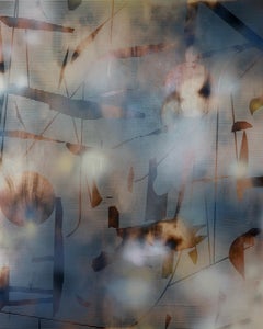 MH II (peinture optique gris doré à grille, motifs neutres en bois abstrait)