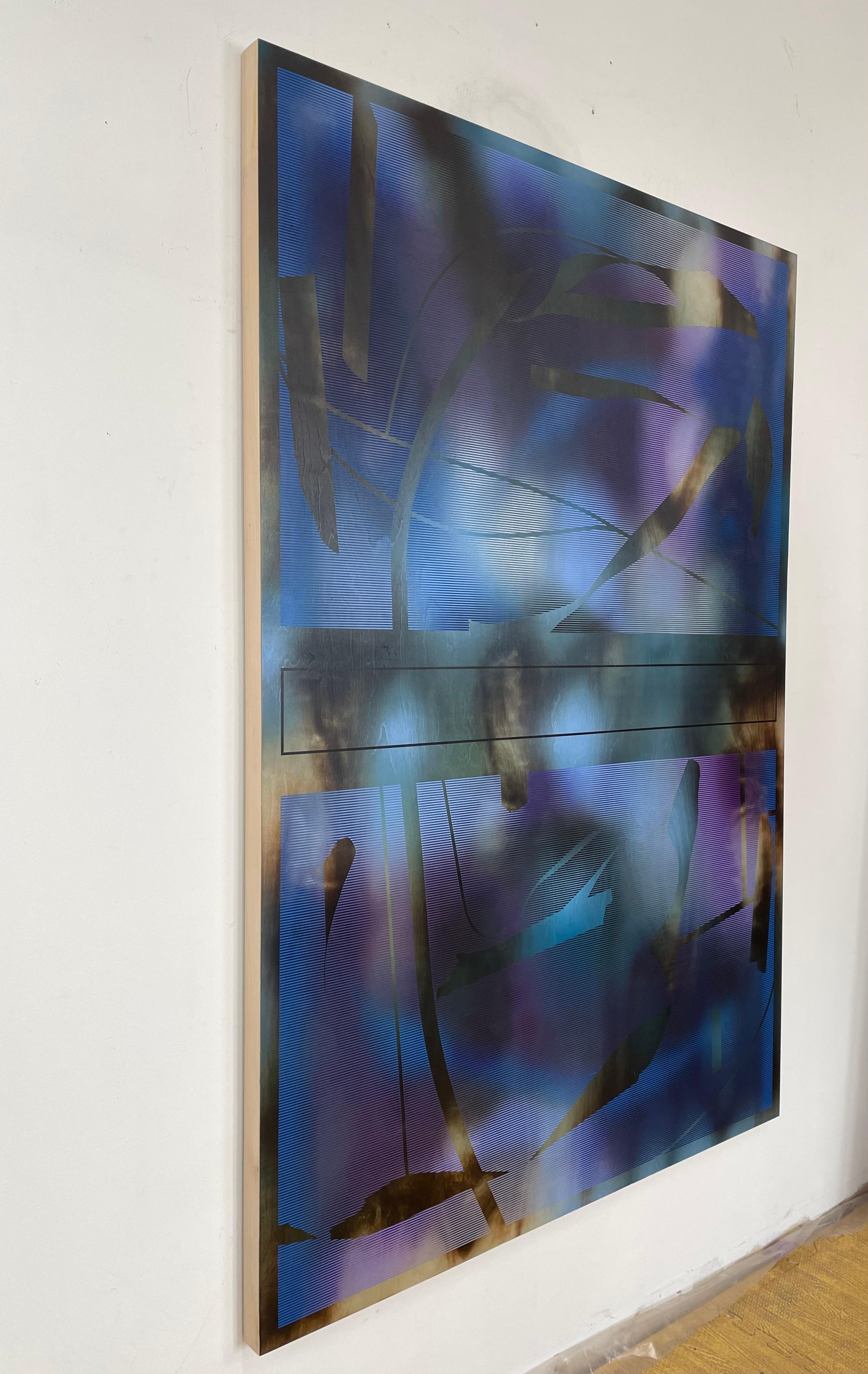 Llanuras y Minas, d'Ombre 2025.1  (cuadrícula pintura abstracta madera naturaleza óptica) en venta 1