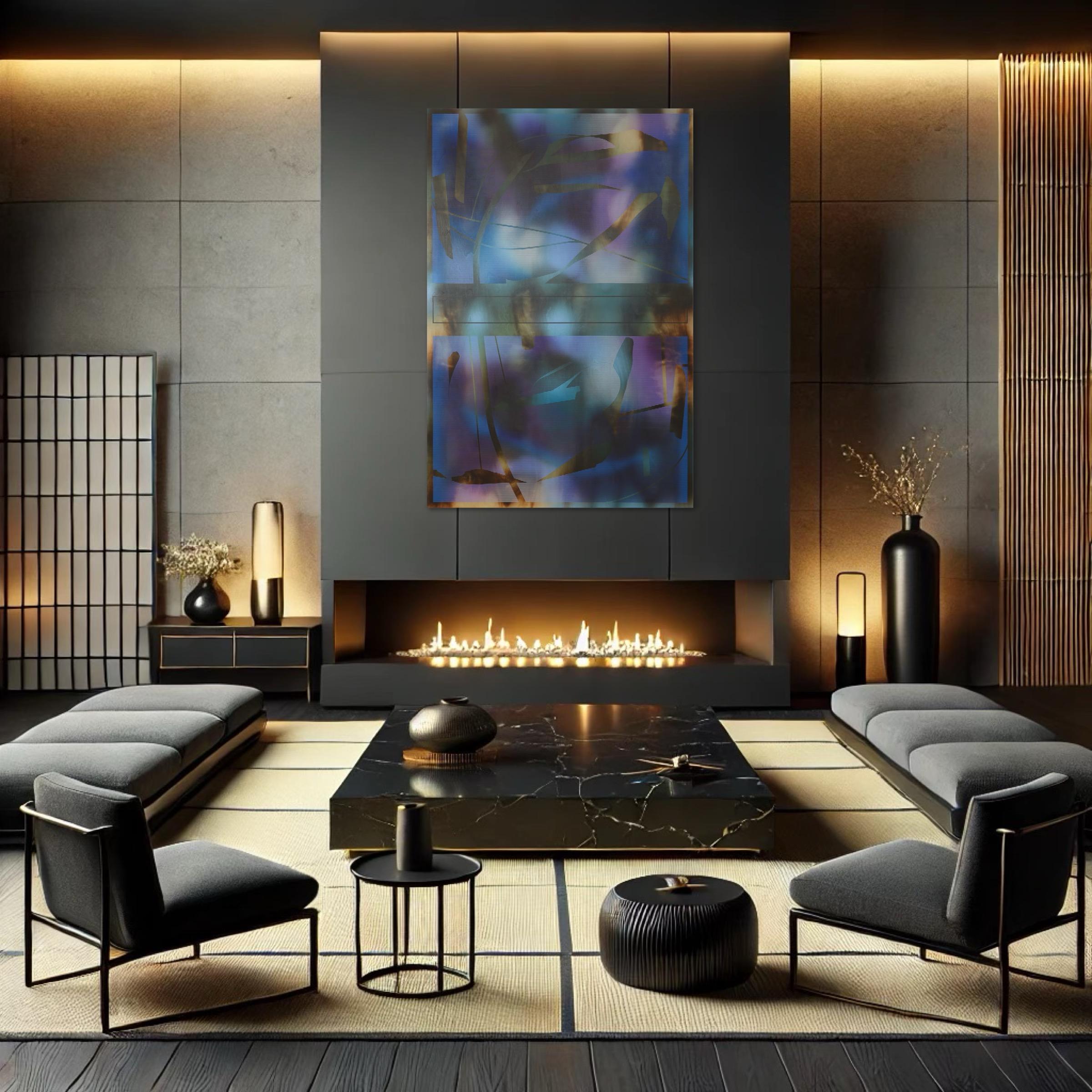 Llanuras y Minas, d'Ombre 2025.1  (cuadrícula pintura abstracta madera naturaleza óptica) en venta 2