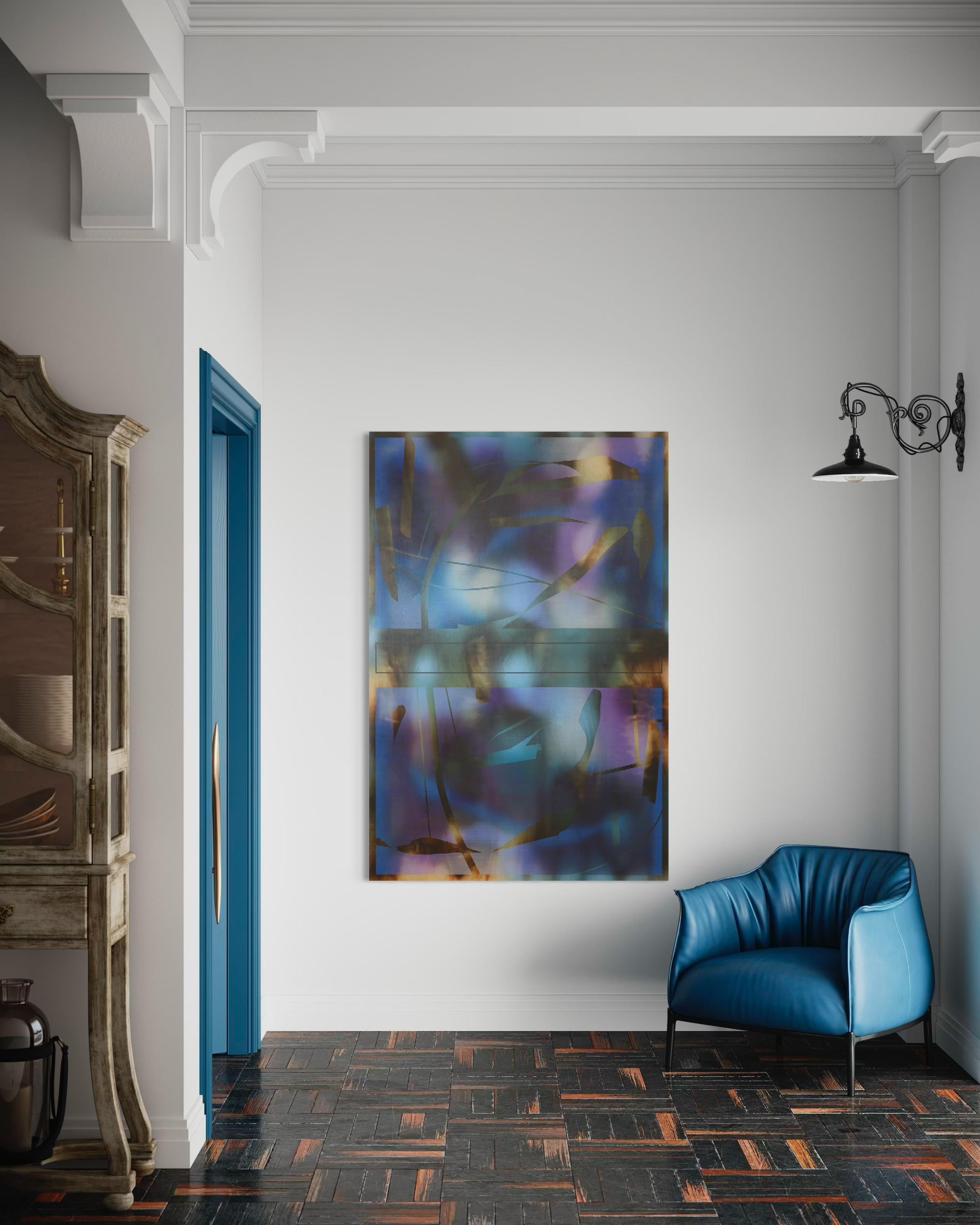 Llanuras y Minas, d'Ombre 2025.1  (cuadrícula pintura abstracta madera naturaleza óptica) en venta 4