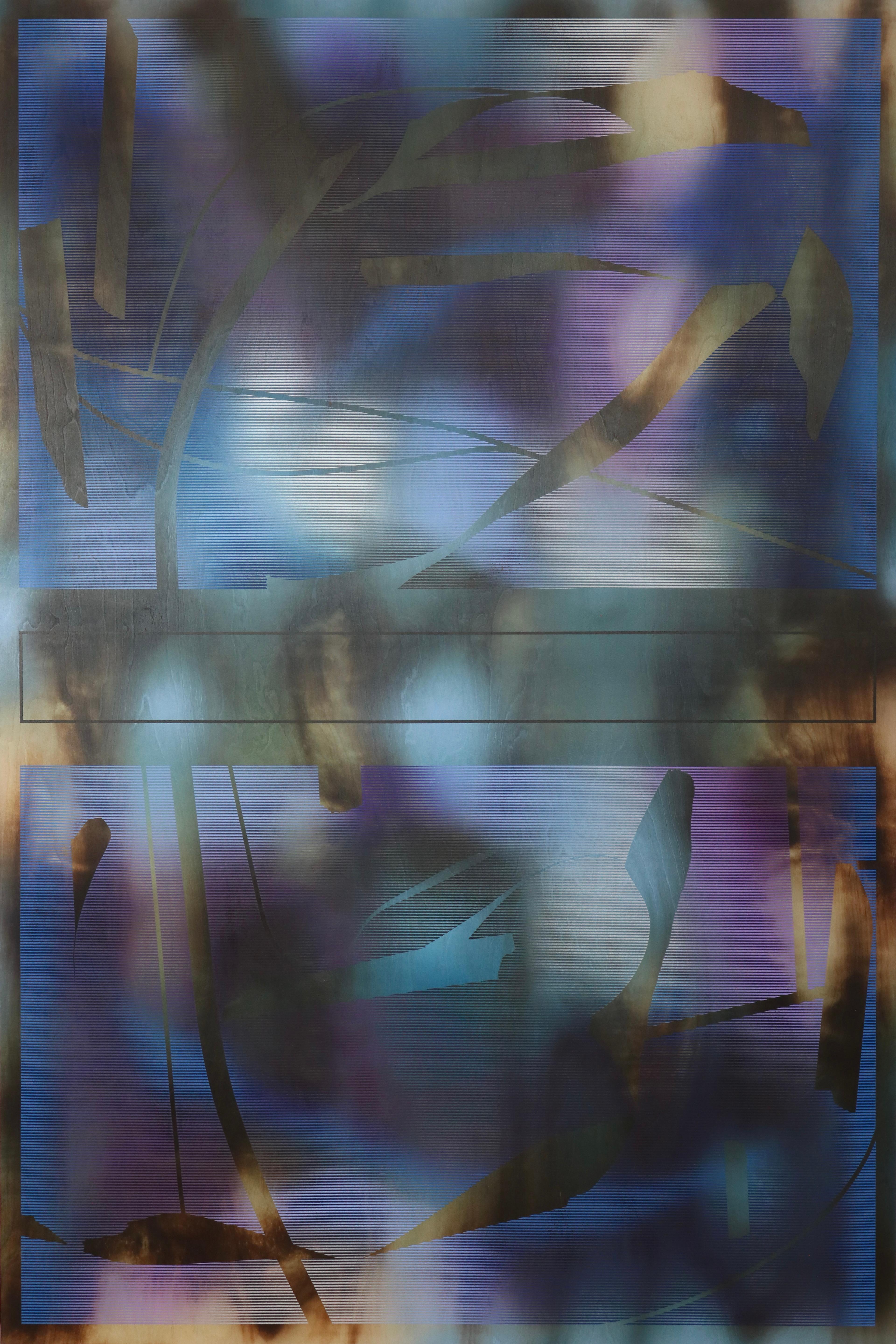 Llanuras y Minas, d'Ombre 2025.1  (cuadrícula pintura abstracta madera naturaleza óptica) - Mixed Media Art de Melisa Taylor Metzger
