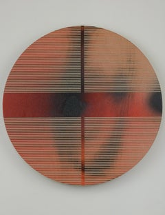 Red cherry tomato pill (minimaliste grid round painting on wood dopamine)