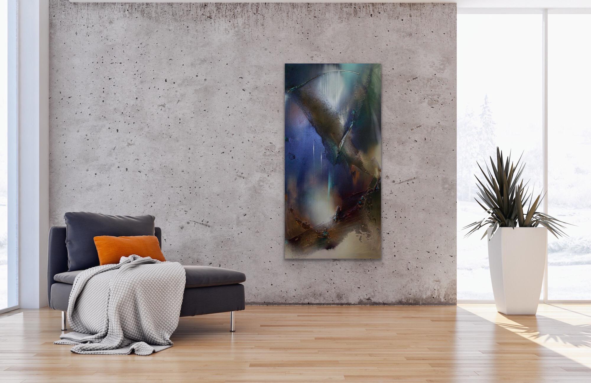 Rift Valley, Sonde 5  (romantischer Romantik Ton Natur organische Kupfer abstrakte Struktur) (Schwarz), Abstract Painting, von Melisa Taylor Metzger
