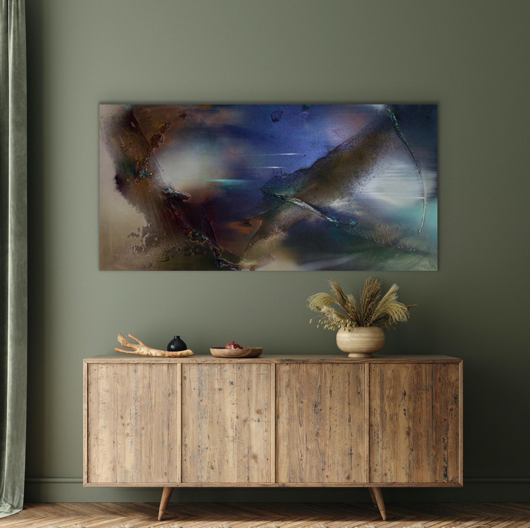 Rift Valley, Sonde 5  (romanticism tonal nature organic copper abstract texture) - Romantic Painting by Melisa Taylor Metzger