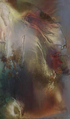 Rift Valley, sonde 7 (texture sable toile abstraite or rouille terre rouge vert)
