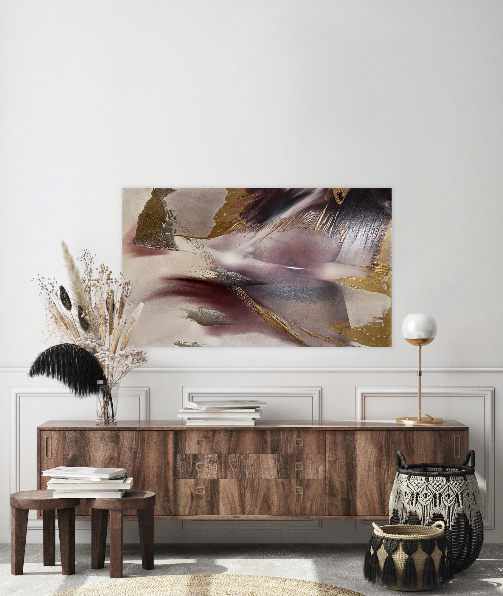 Rift Valley, sonde 8 (texture abstraite toile bronze métallique rouge vin bordeaux) en vente 6