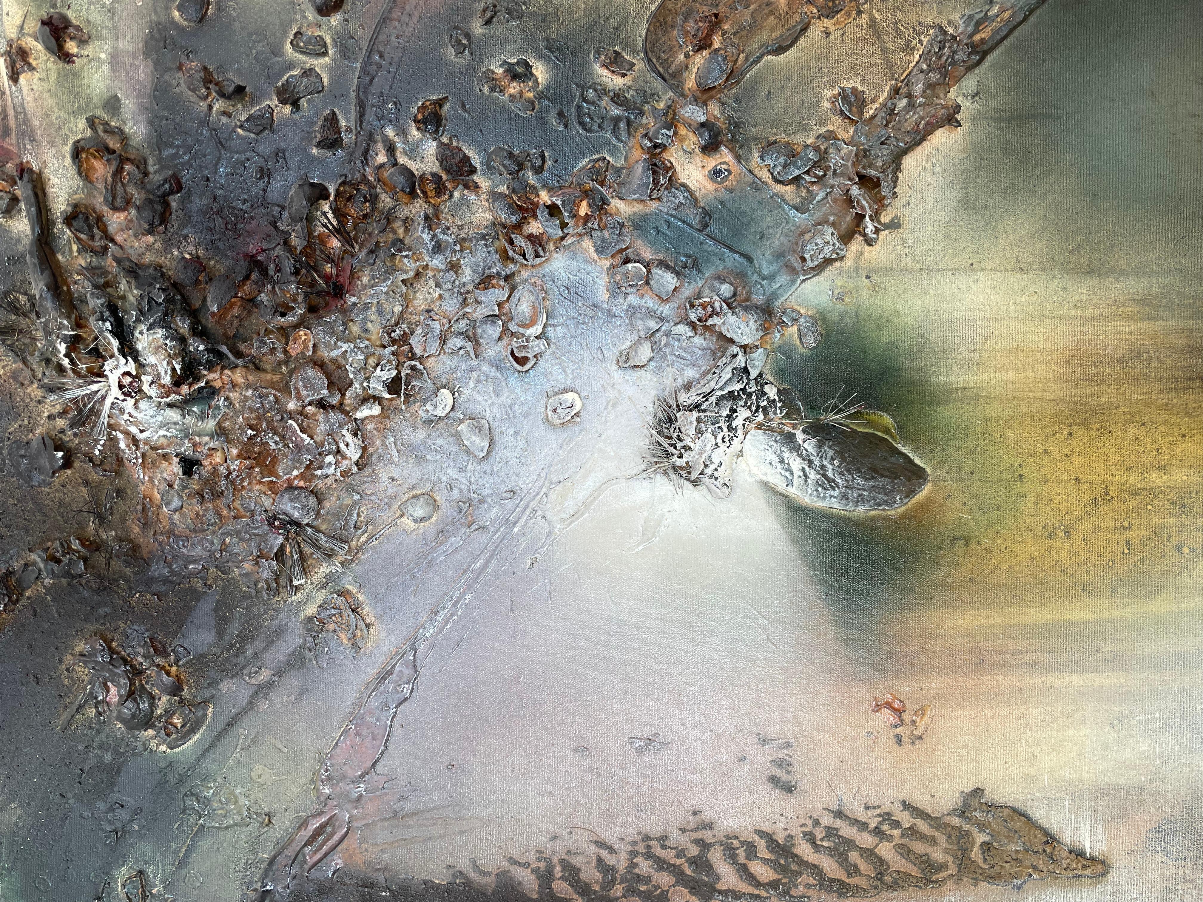 Rift Valley, sonde IV (texture pittura astratta tela bronzo organico terroso ) in vendita 8