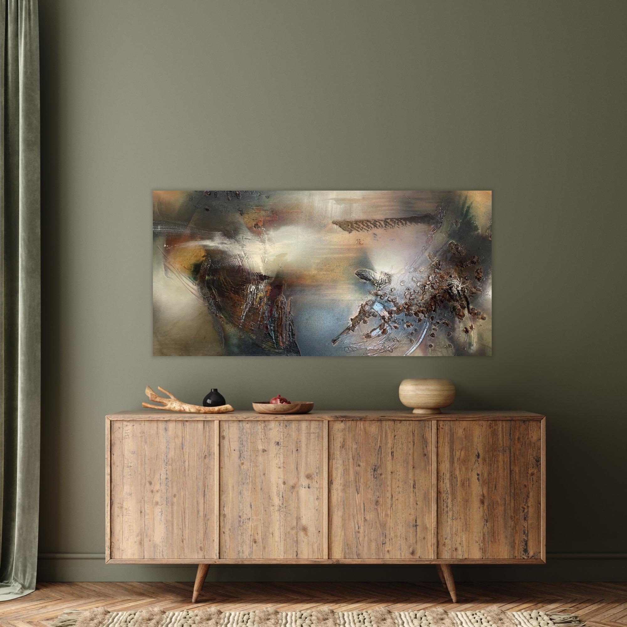 Rift Valley, sonde IV (texture pittura astratta tela bronzo organico terroso ) - Painting Color-Field di Melisa Taylor Metzger