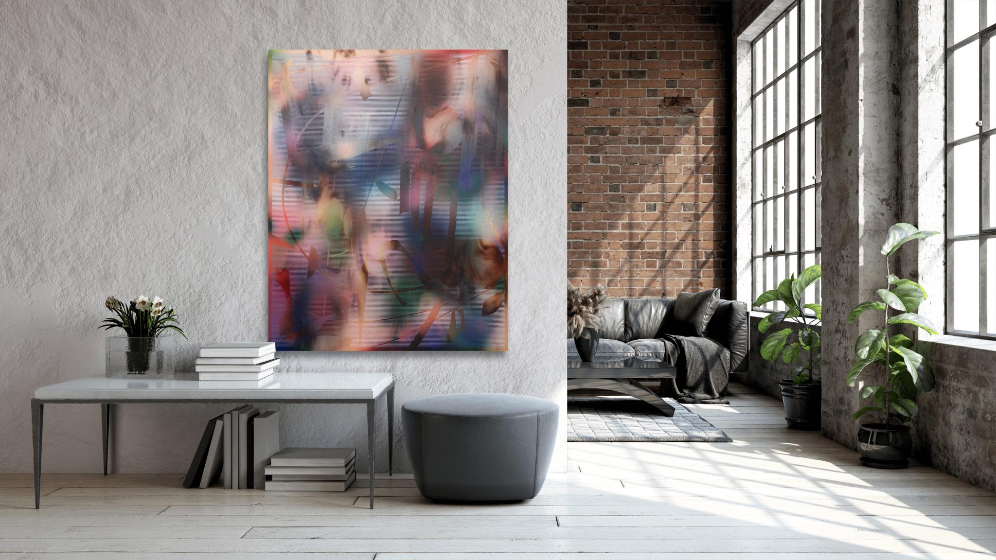 Paravent 2022.2 (peinture de grille en bois abstrait aux couleurs vives, art optique contemporain en vente 10